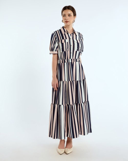 SIXDO Chiffon Flared Dress for Women